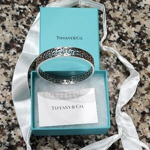 Tiffany & Co. Silver Filigree Bangle with Tiffany Blue Box